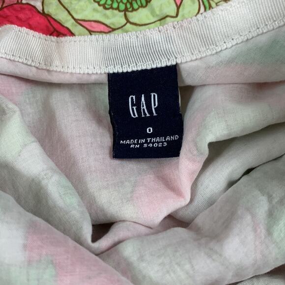 Gap textured 100% cotton pink and green flower print a line skirt, size 0 - Picture 7 of 9